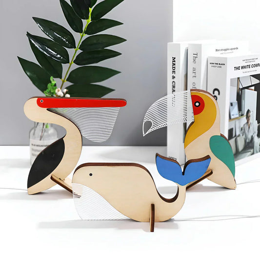 Lámpara de Mesa de Animales de Madera - WildGlow