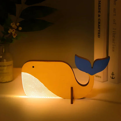 Lámpara de Mesa de Animales de Madera - WildGlow