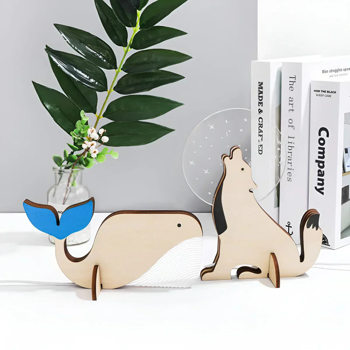 Lámpara de Mesa de Animales de Madera - WildGlow