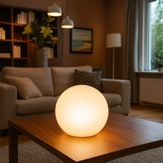 Lámpara de Mesa Inalámbrica LED Esférica Luz Ambiental Recargable | Zenari