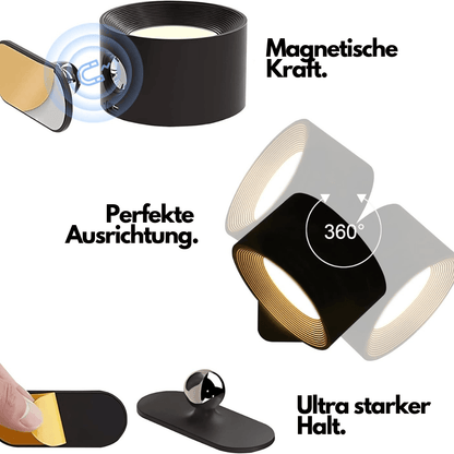Lámpara de Pared Inalámbrica – Iluminación LED Ajustable 360° y Recargable (USB)