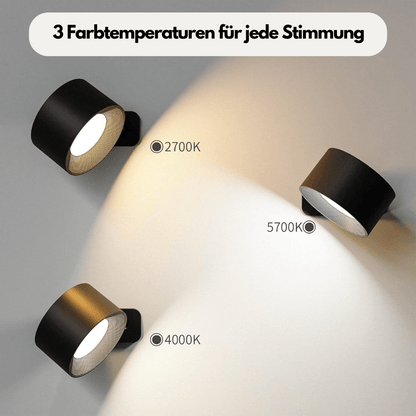 Lámpara de Pared Inalámbrica – Iluminación LED Ajustable 360° y Recargable (USB)