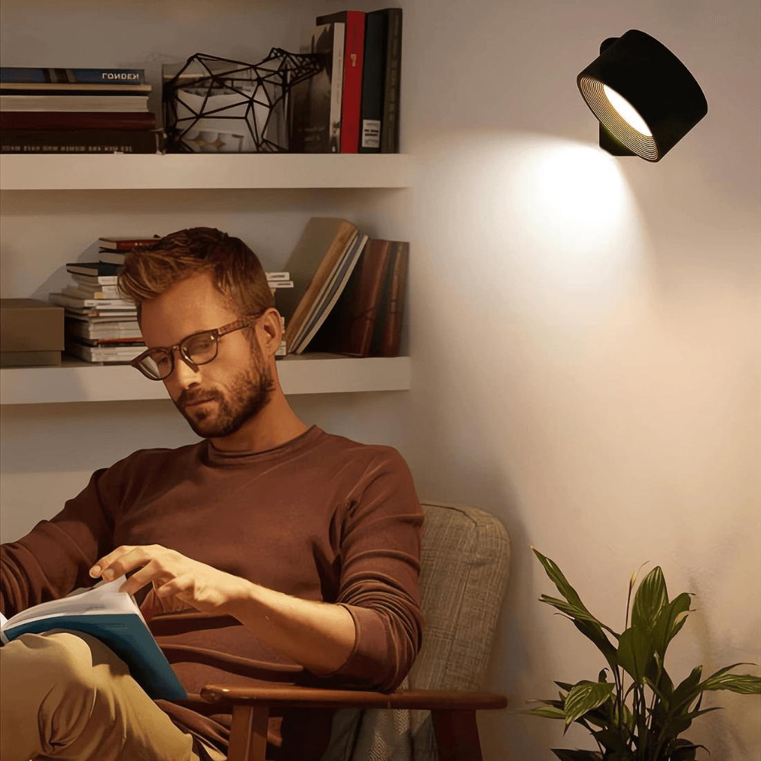 Lámpara de Pared Inalámbrica – Iluminación LED Ajustable 360° y Recargable (USB)
