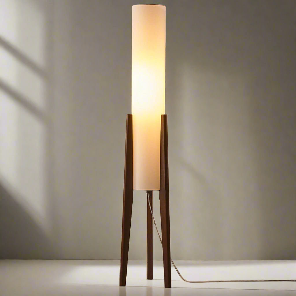 Lámpara de Pie de Madera de Nogal Estilo Escandinavo | Tolvia