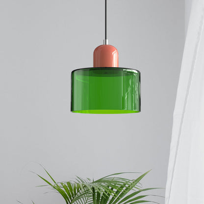 Lámpara Moderna Hecha de Vidrio de Colores con una Forma Geométrica