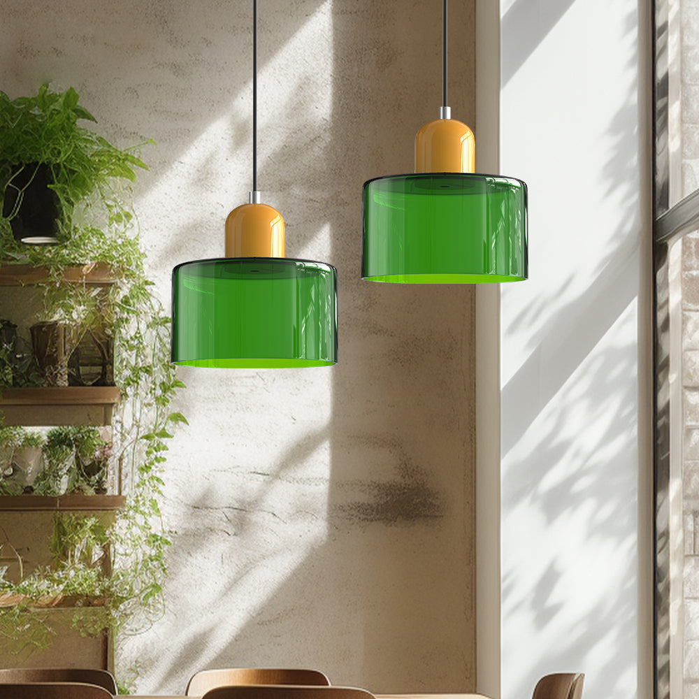 Lámpara Moderna Hecha de Vidrio de Colores con una Forma Geométrica
