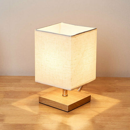 Lámpara de mesa minimalista de lino y madera