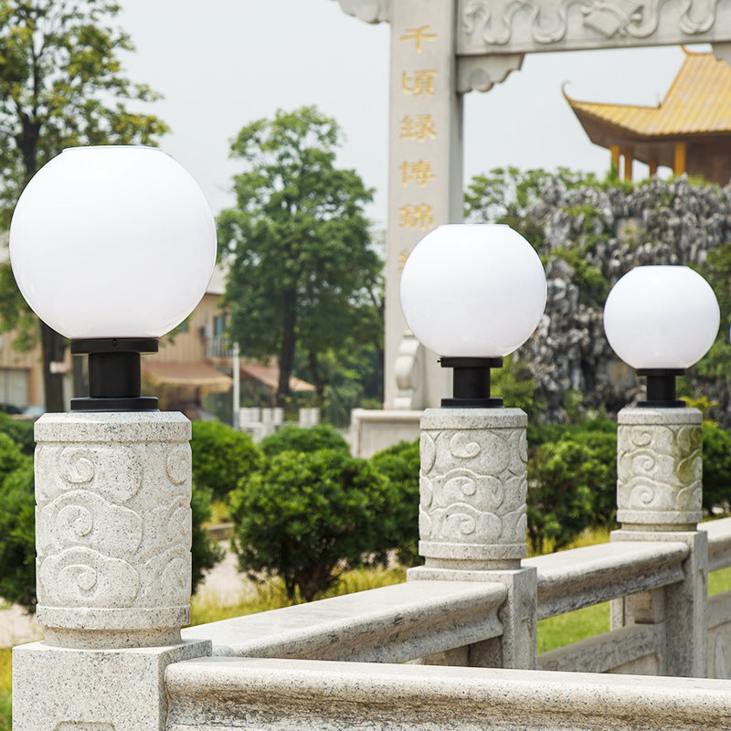 Lámparas modernas de exterior para postes y vallas en forma de globo de acero inoxidable