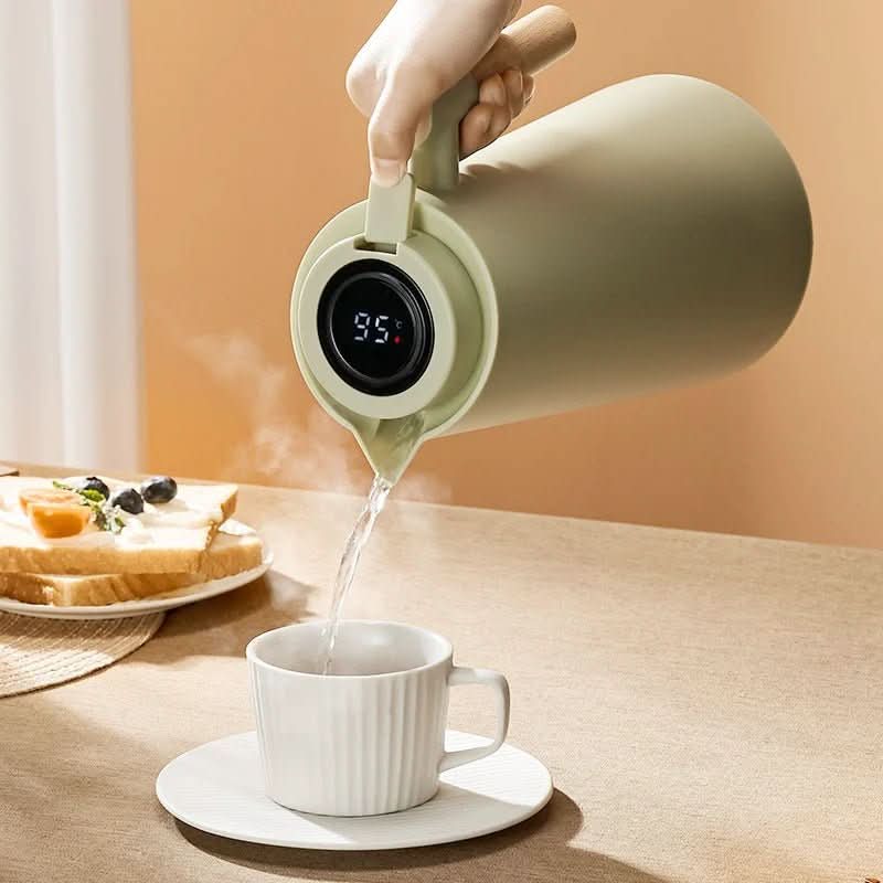 LATTEA THERMO – Termo de doble pared con pantalla de temperatura y mango de madera