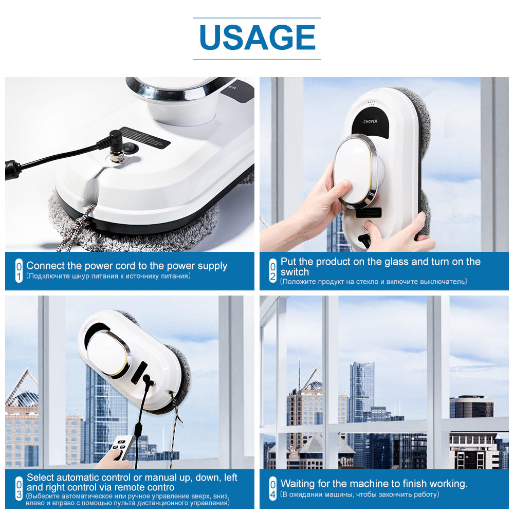 Limpiador de Ventanas Robot CleanBot – Inteligente y Sin Manos con Control Remoto para Ventanas Sin Rayas