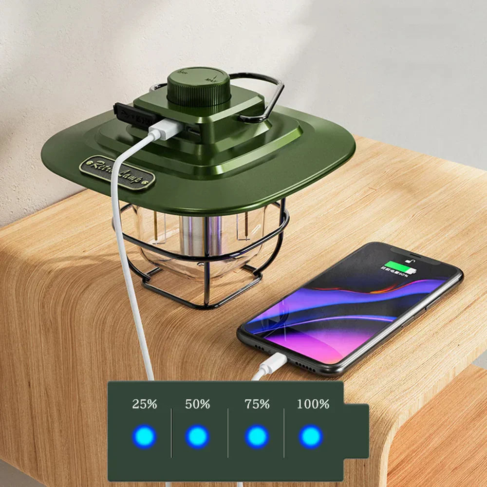 Linterna de Camping LED Recargable Retro - NostalgiaGlow