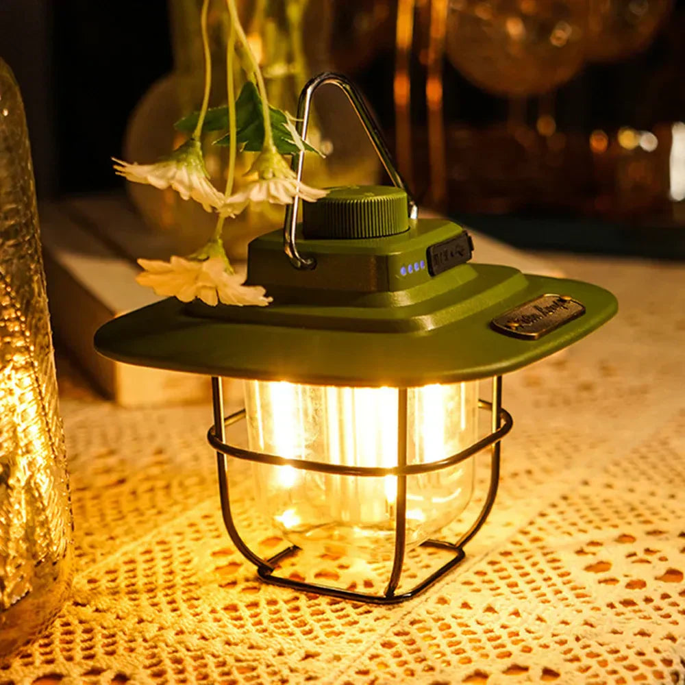 Linterna de Camping LED Recargable Retro - NostalgiaGlow