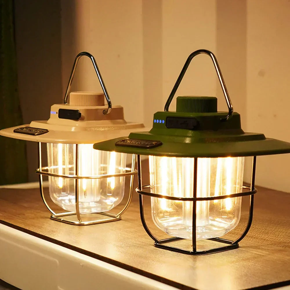 Linterna de Camping LED Recargable Retro - NostalgiaGlow