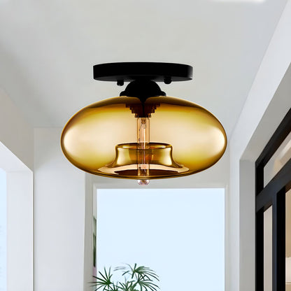 Luz de Techo con Pantalla Ovalada de Vidrio Estilo Industrial | Olviera