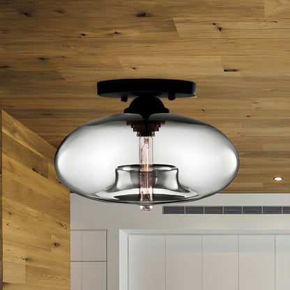Luz de Techo con Pantalla Ovalada de Vidrio Estilo Industrial | Olviera