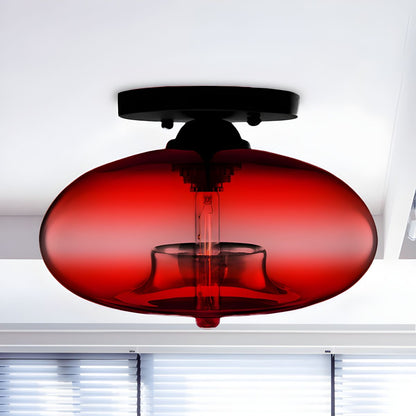Luz de Techo con Pantalla Ovalada de Vidrio Estilo Industrial | Olviera