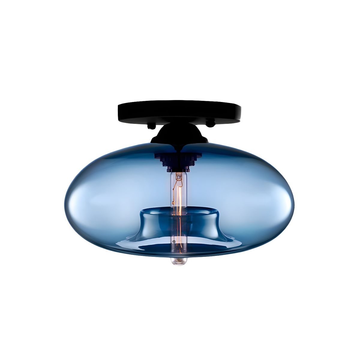 Luz de Techo con Pantalla Ovalada de Vidrio Estilo Industrial | Olviera