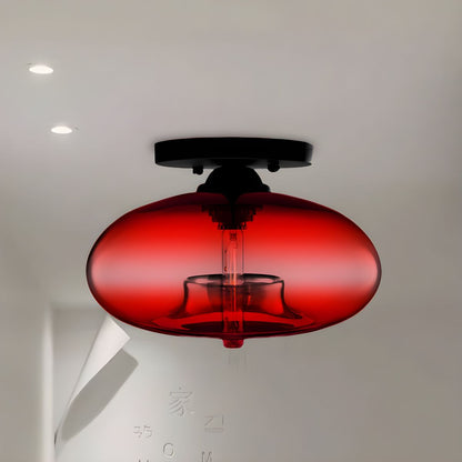 Luz de Techo con Pantalla Ovalada de Vidrio Estilo Industrial | Olviera