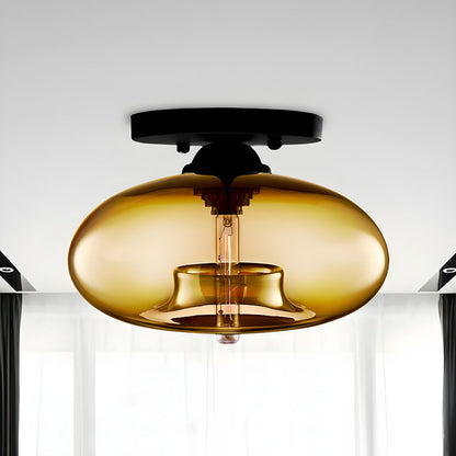 Luz de Techo con Pantalla Ovalada de Vidrio Estilo Industrial | Olviera