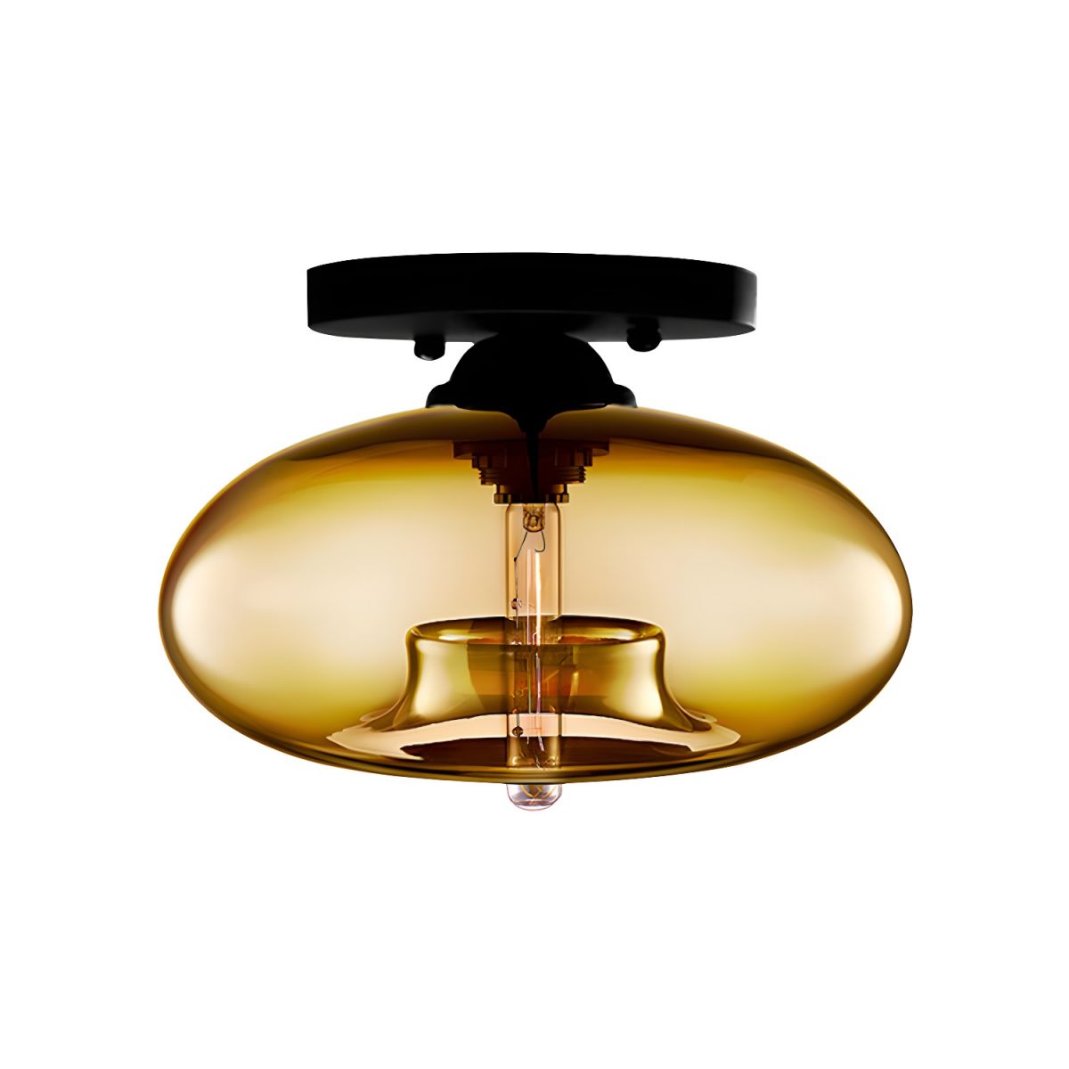Luz de Techo con Pantalla Ovalada de Vidrio Estilo Industrial | Olviera