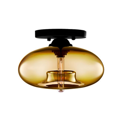 Luz de Techo con Pantalla Ovalada de Vidrio Estilo Industrial | Olviera