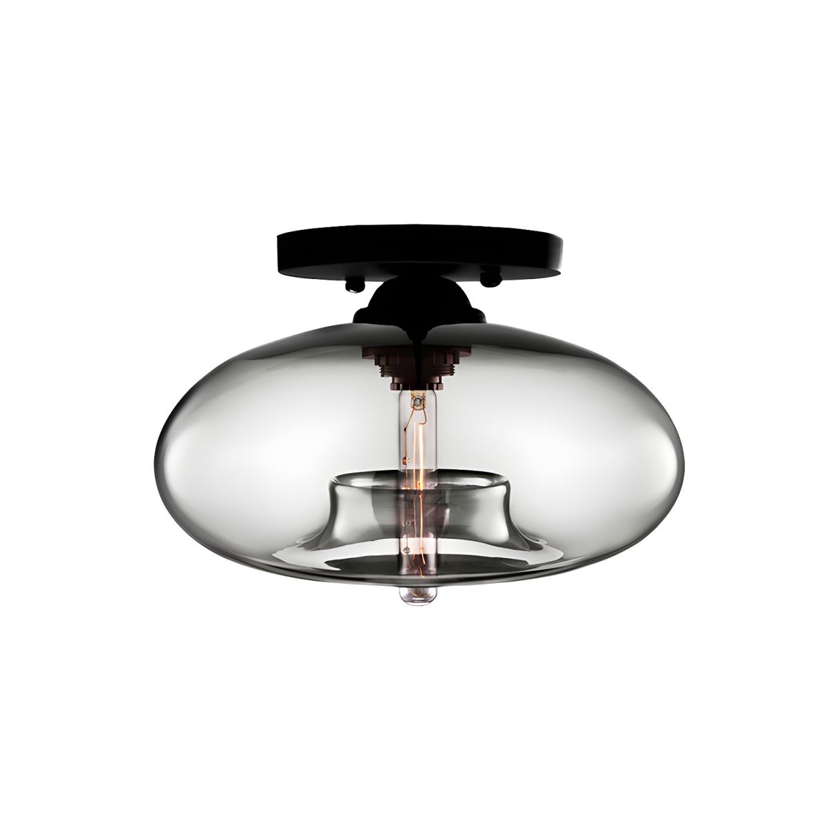 Luz de Techo con Pantalla Ovalada de Vidrio Estilo Industrial | Olviera