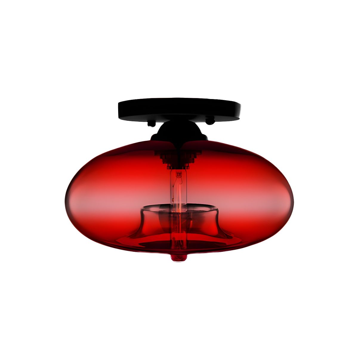 Luz de Techo con Pantalla Ovalada de Vidrio Estilo Industrial | Olviera