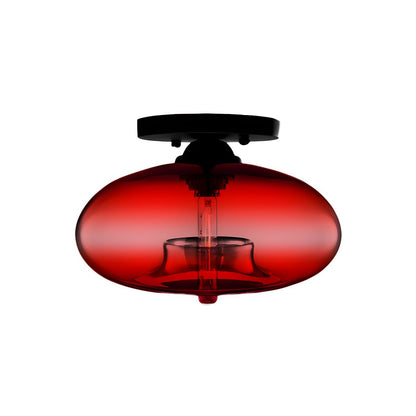 Luz de Techo con Pantalla Ovalada de Vidrio Estilo Industrial | Olviera