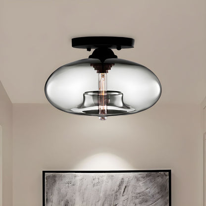Luz de Techo con Pantalla Ovalada de Vidrio Estilo Industrial | Olviera