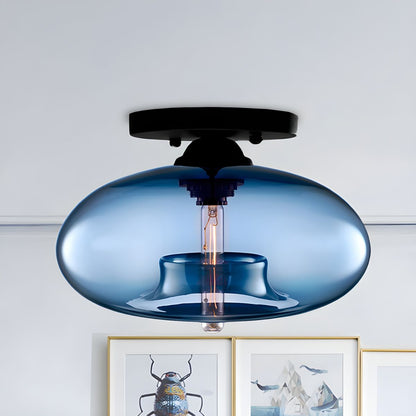 Luz de Techo con Pantalla Ovalada de Vidrio Estilo Industrial | Olviera