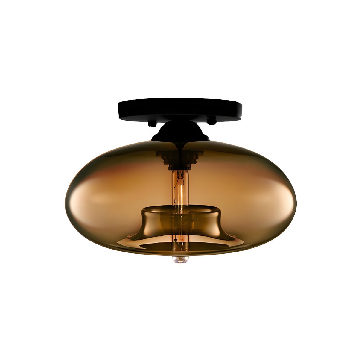 Luz de Techo con Pantalla Ovalada de Vidrio Estilo Industrial | Olviera