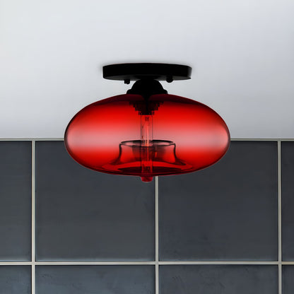 Luz de Techo con Pantalla Ovalada de Vidrio Estilo Industrial | Olviera