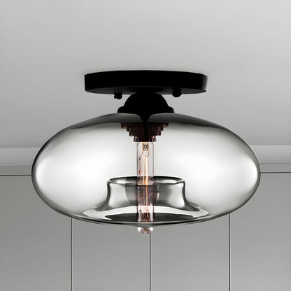 Luz de Techo con Pantalla Ovalada de Vidrio Estilo Industrial | Olviera