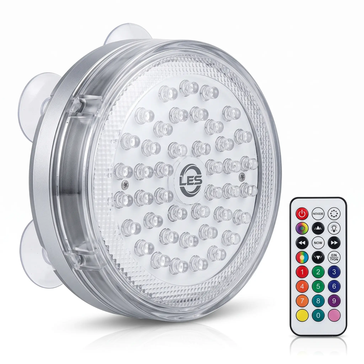 Luz LED impermeable con control remoto, imán y ventosas