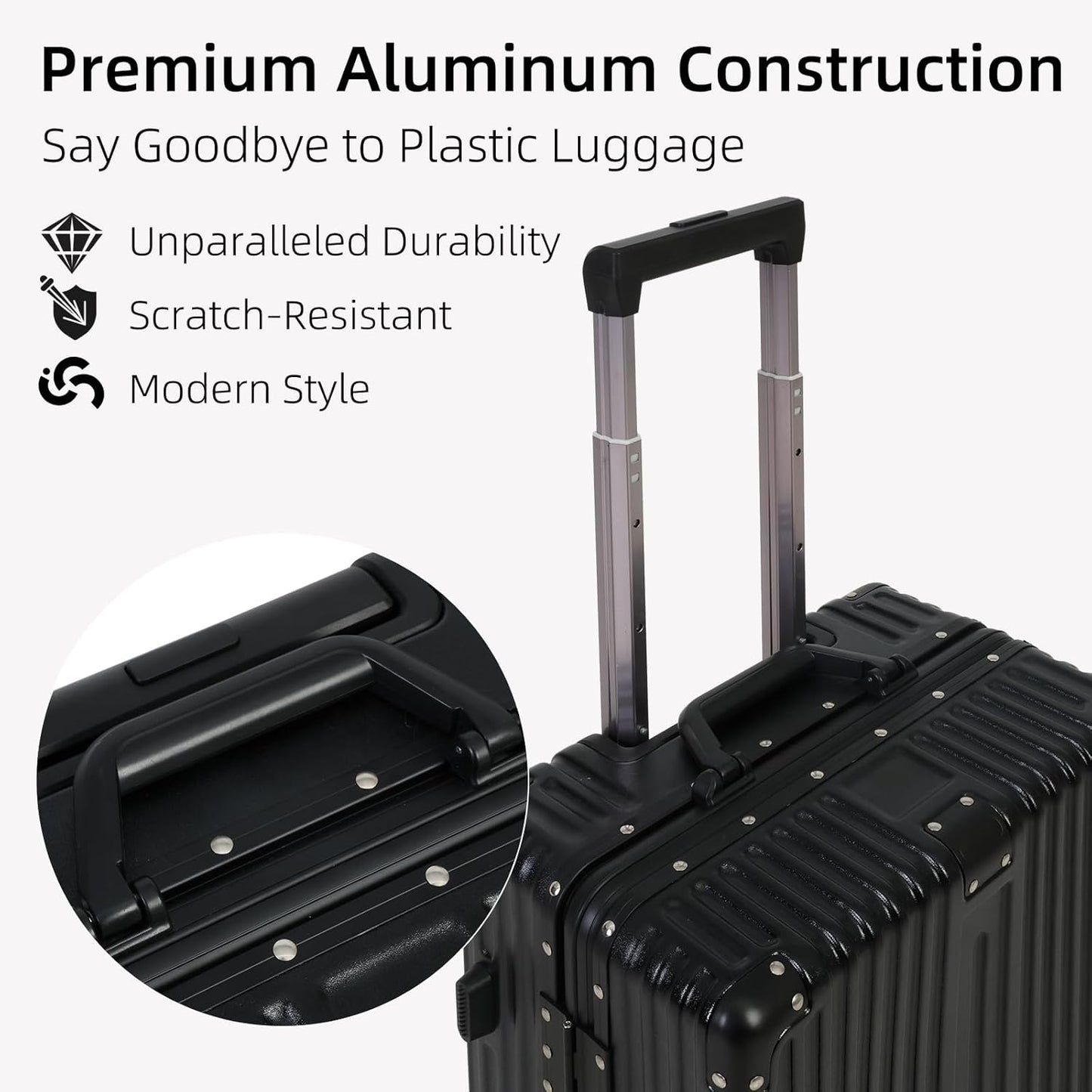 Maleta de Mano con Estructura de Aluminio y Cerradura TSA & Ruedas Silenciosas