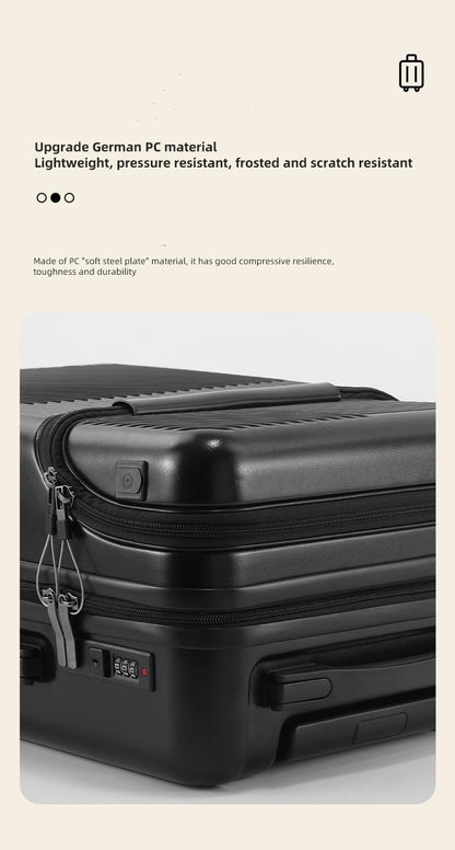 Maleta Dura de Mano con Portavasos, Puerto USB y Cerradura TSA