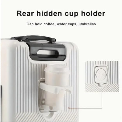Maleta Dura de Mano con Portavasos, Puerto USB y Cerradura TSA