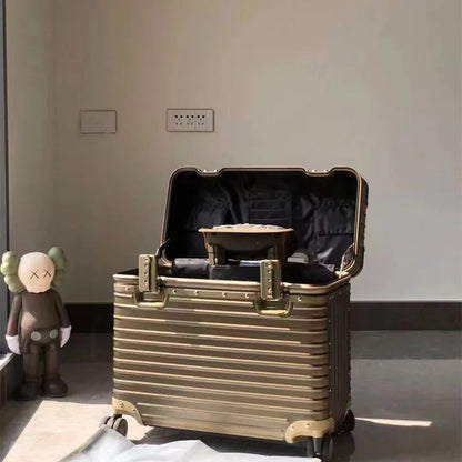 Maleta rígida de aluminio y magnesio con ruedas giratorias de 360°
