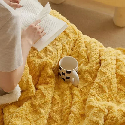 Manta de Invierno Elegante Hecha de Lana de Cordero Gruesa con Acento Elegante