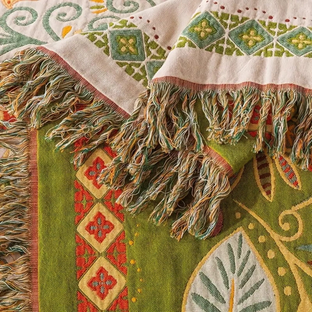 Manta Reversible Boho Hoja de Otoño