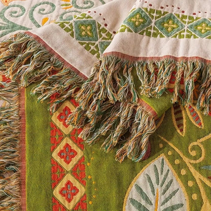 Manta Reversible Boho Hoja de Otoño