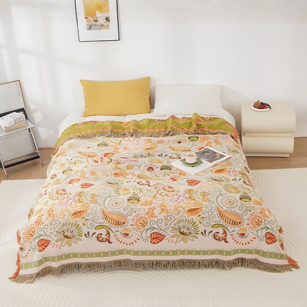 Manta Reversible Boho Hoja de Otoño