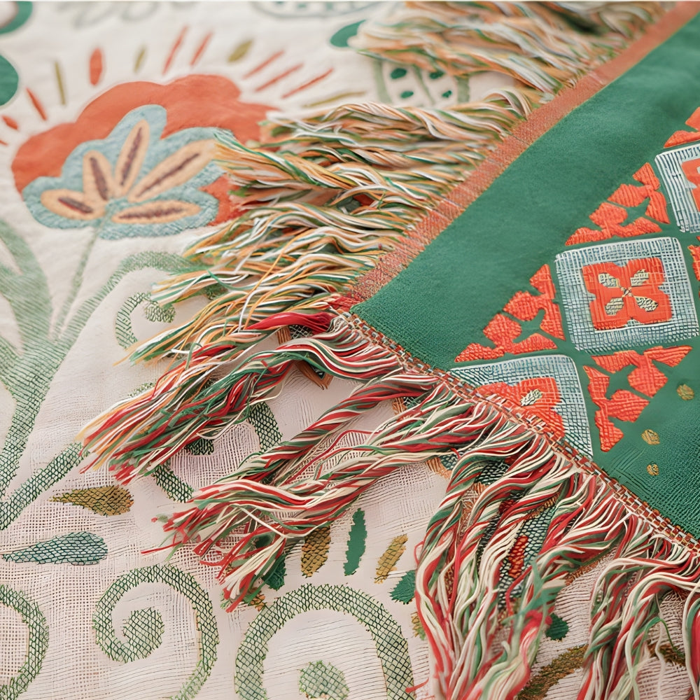 Manta Reversible Boho Hoja de Otoño