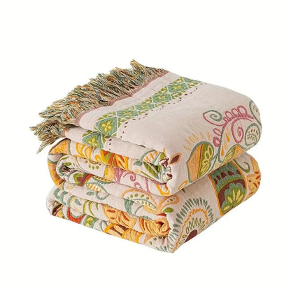 Manta Reversible Boho Hoja de Otoño