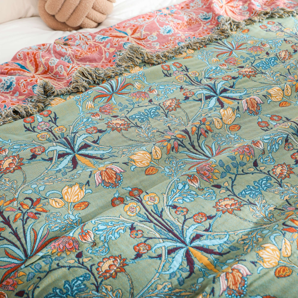 Manta Reversible de Algodón Puro Wild Petal