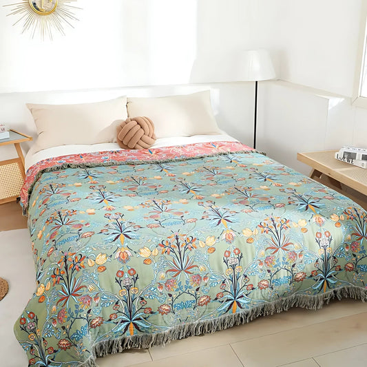 Manta Reversible de Algodón Puro Wild Petal