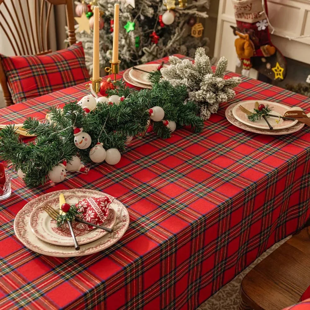 Mantel de cuadros navideño