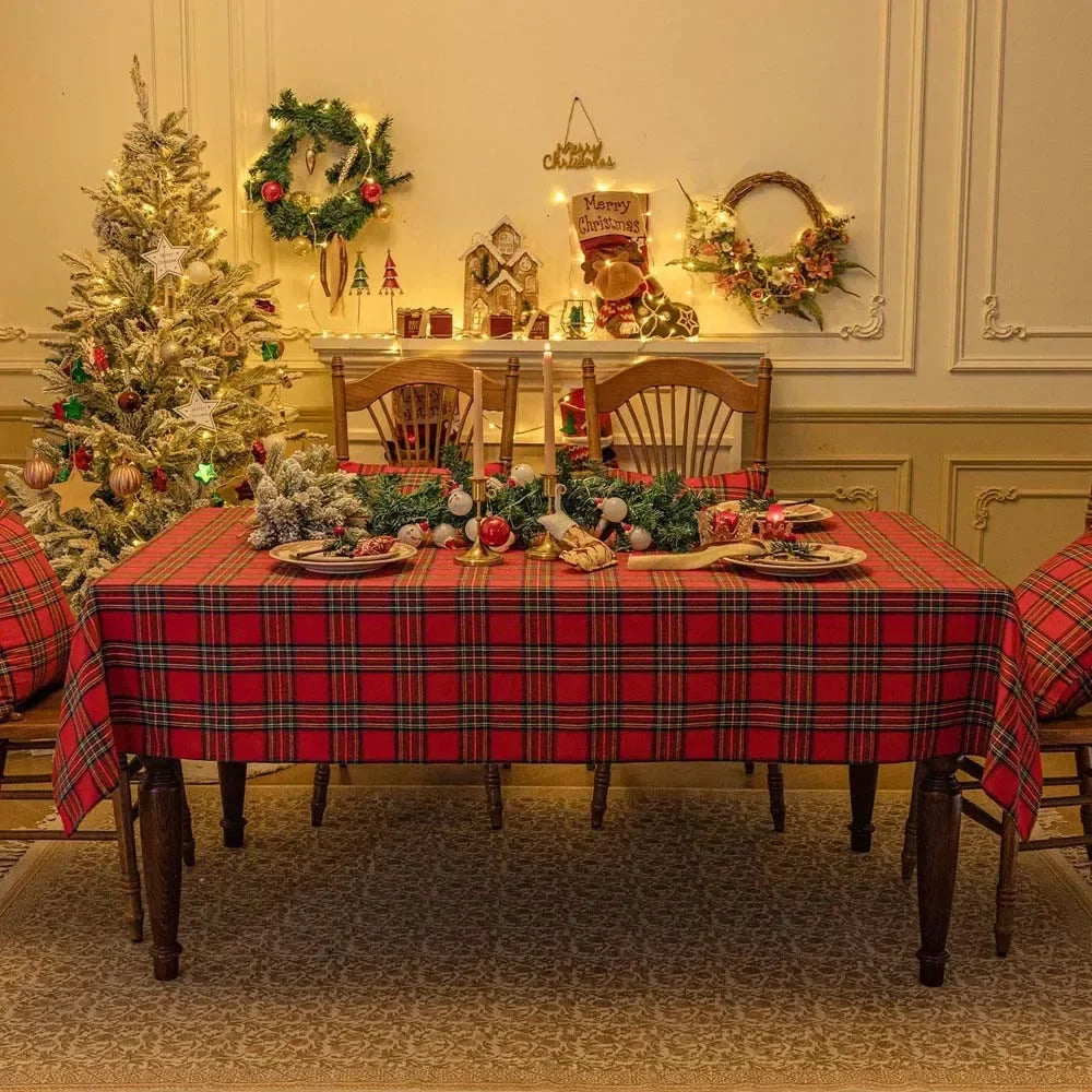 Mantel de cuadros navideño