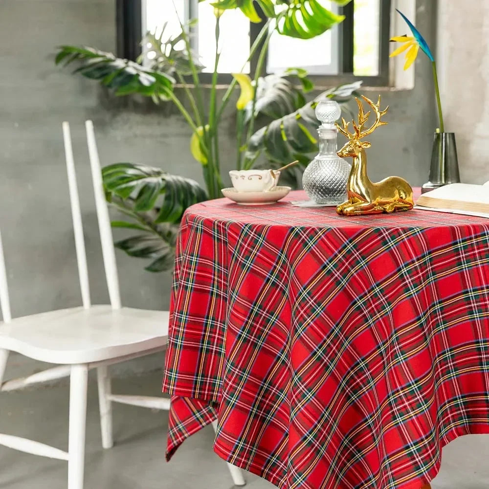 Mantel de cuadros navideño