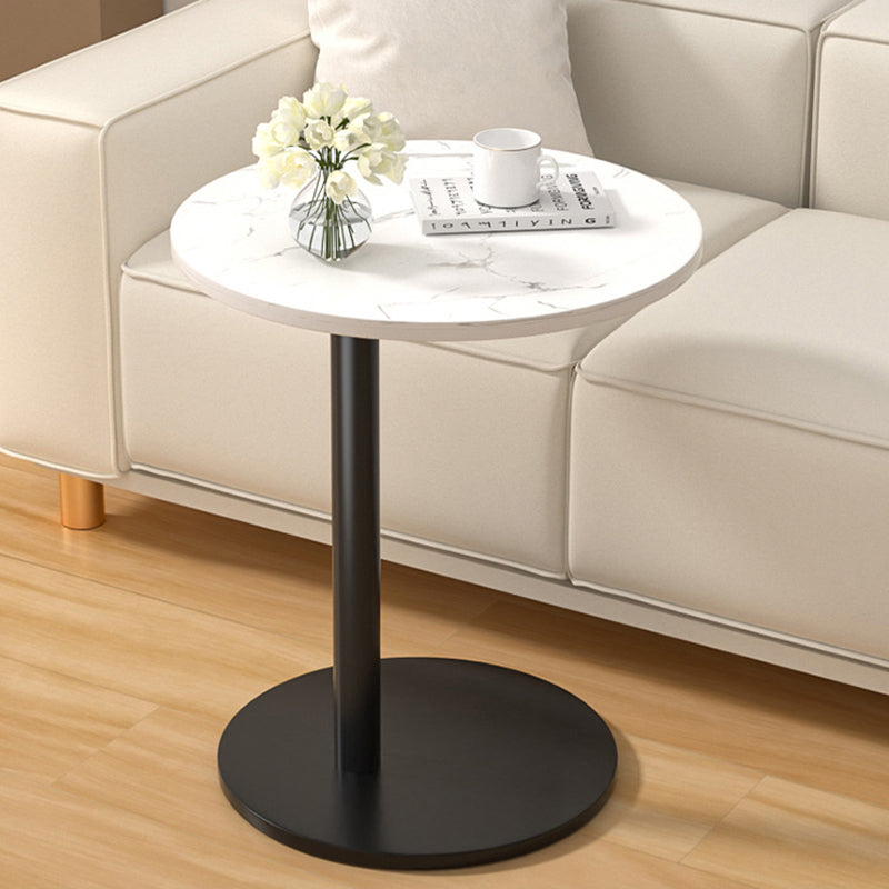 Mesa auxiliar redonda móvil de estilo minimalista moderno en MDF y acero inoxidable para salón y dormitorio
